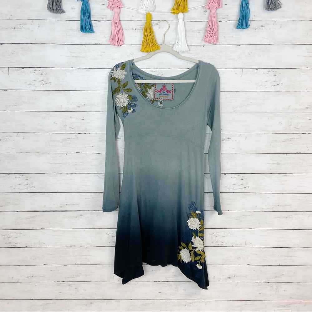 Johnny Was Floral Embroidered Ombré Dress XS